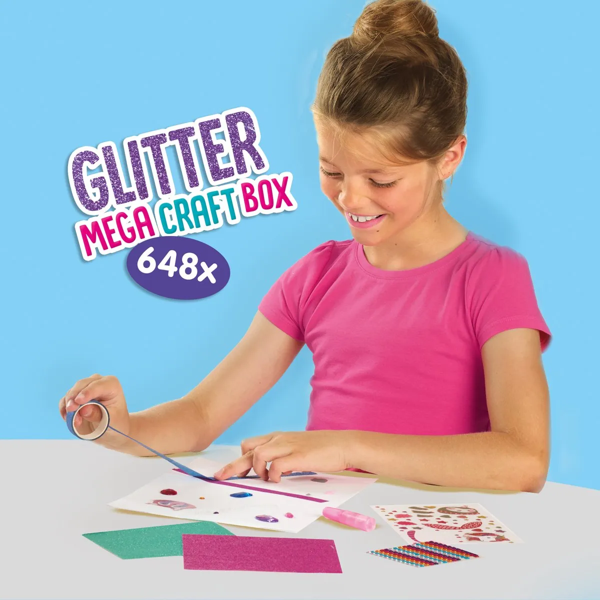 SES Creative Hobby Pink Glitter Mega Knutseldoos - 648 Stuks