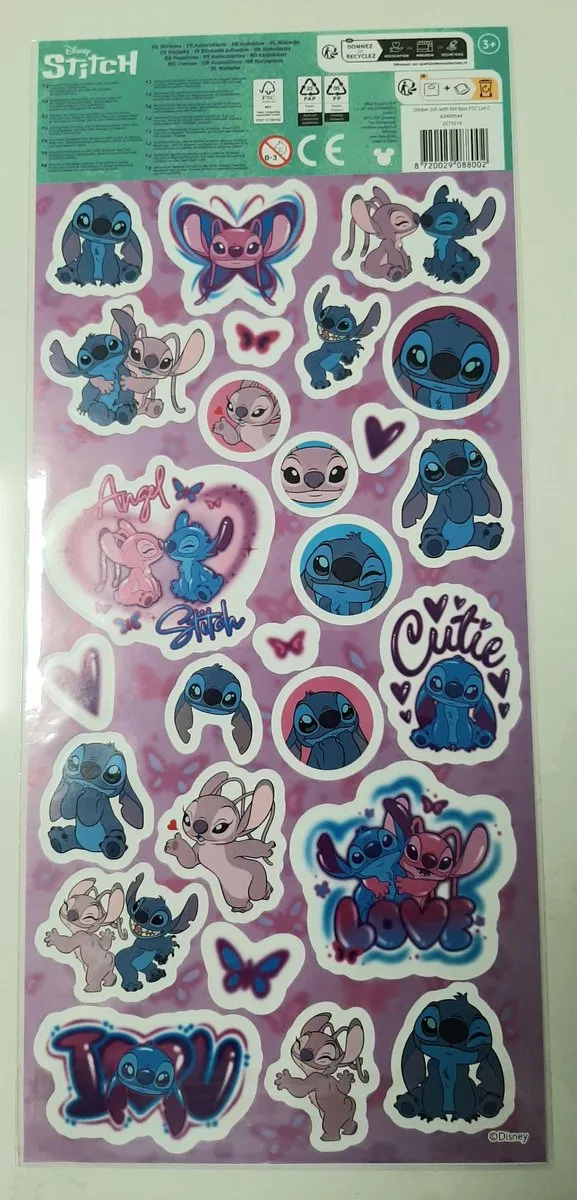 Disney Stitch & Lilo Angel Stickers - 2 Vellen - Roze - afbeelding 3 van 3
