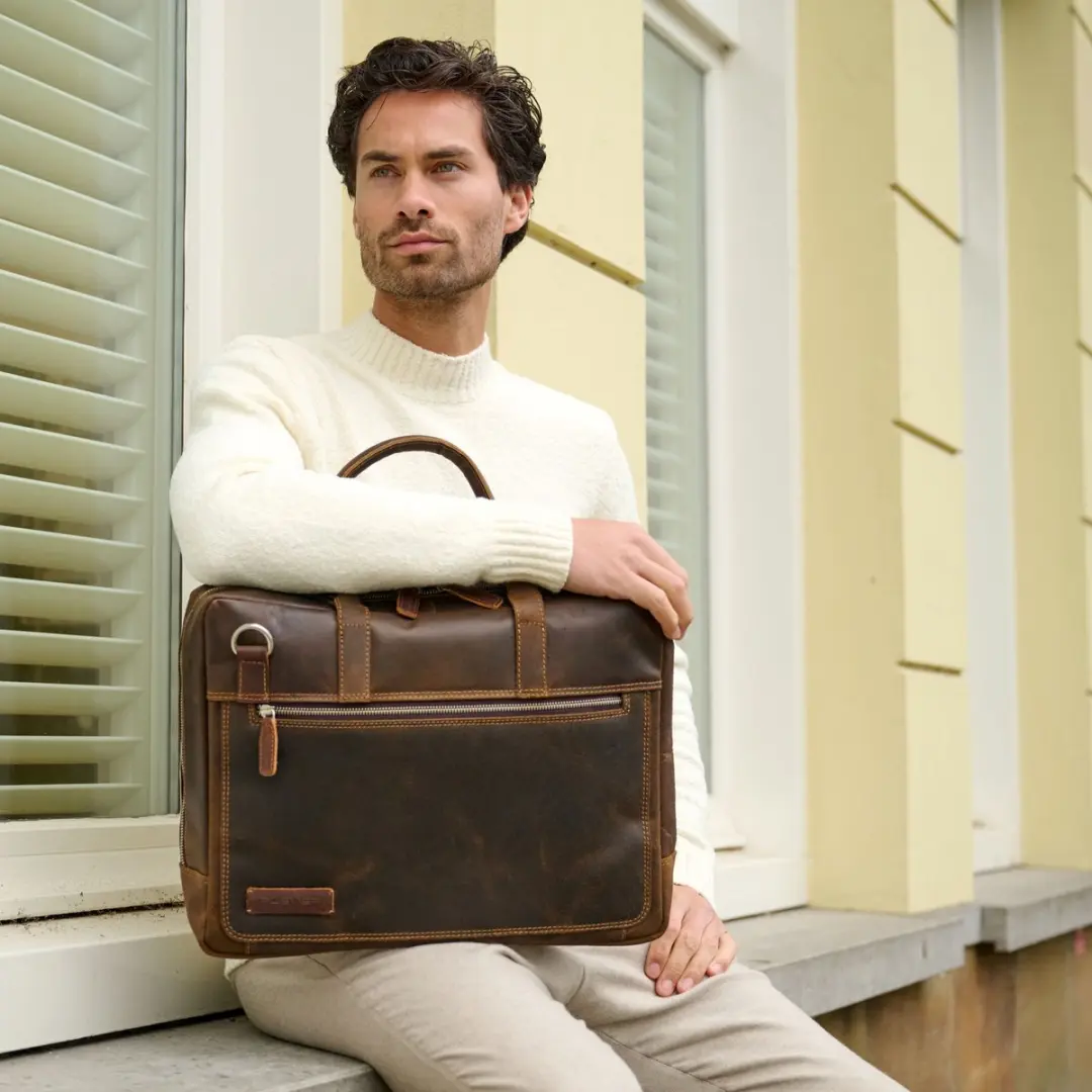 Plevier London Laptoptas 16" - Bruin - afbeelding 6 van 6