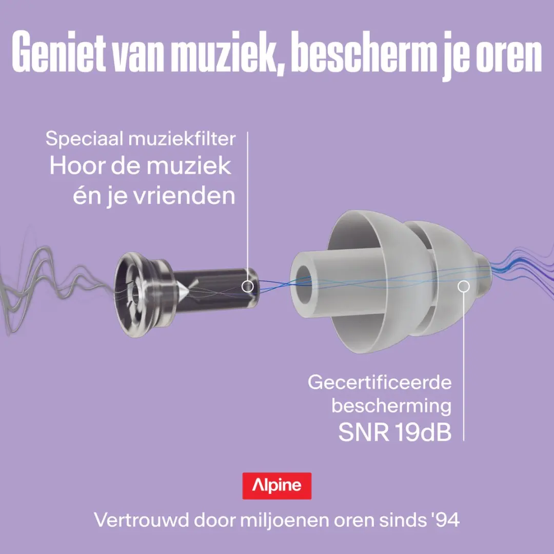 Alpine PartyPlug Oordopjes - 19dB Gehoorbescherming - Transparant