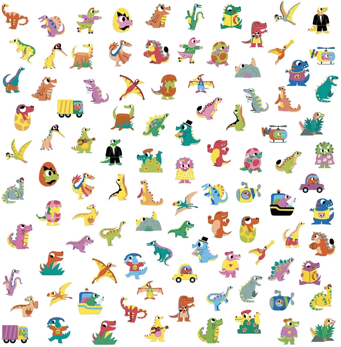Janod Dinosaurus Stickers - 100 Stuks - Multicolor - afbeelding 2 van 6