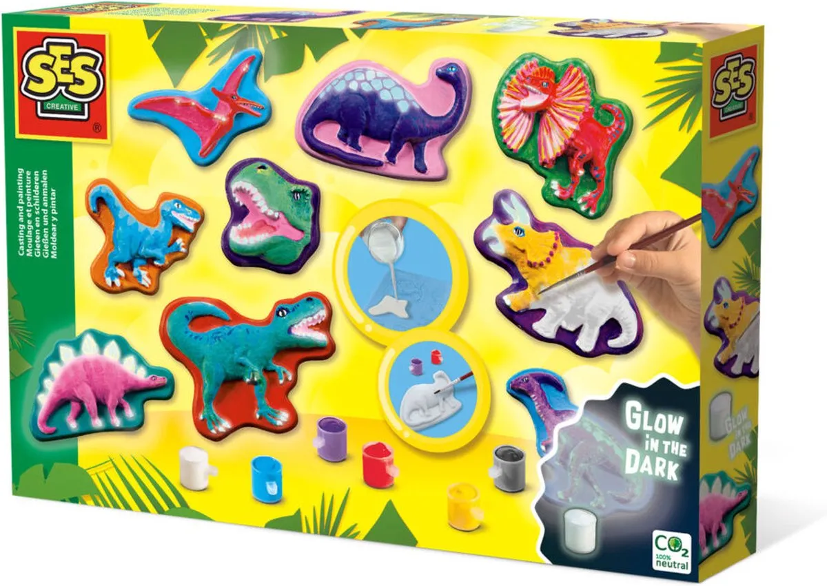 SES Creative Dino Fantasie Giet- en Schilderpakket - 9 Stuks