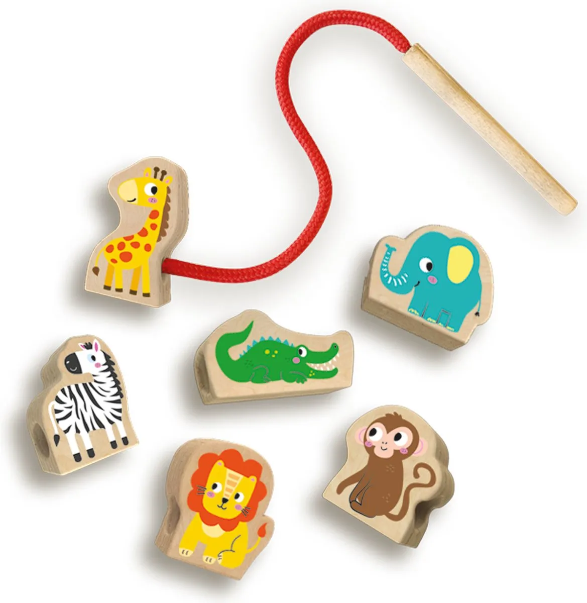 SES Creative Tiny Talents Houten Dierenkralen Rijgen - 6 Stuks - afbeelding 6 van 6