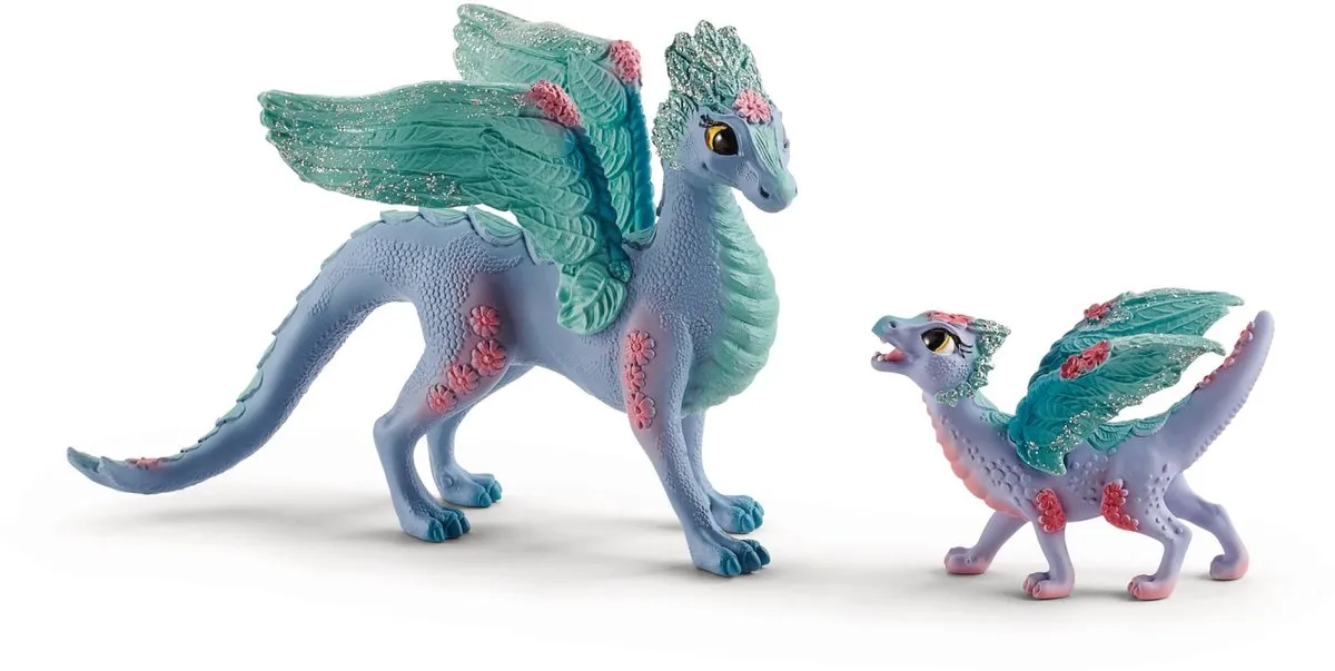 Schleich Bayala Bloemendrakenmama & Baby Speelfiguur 70592
