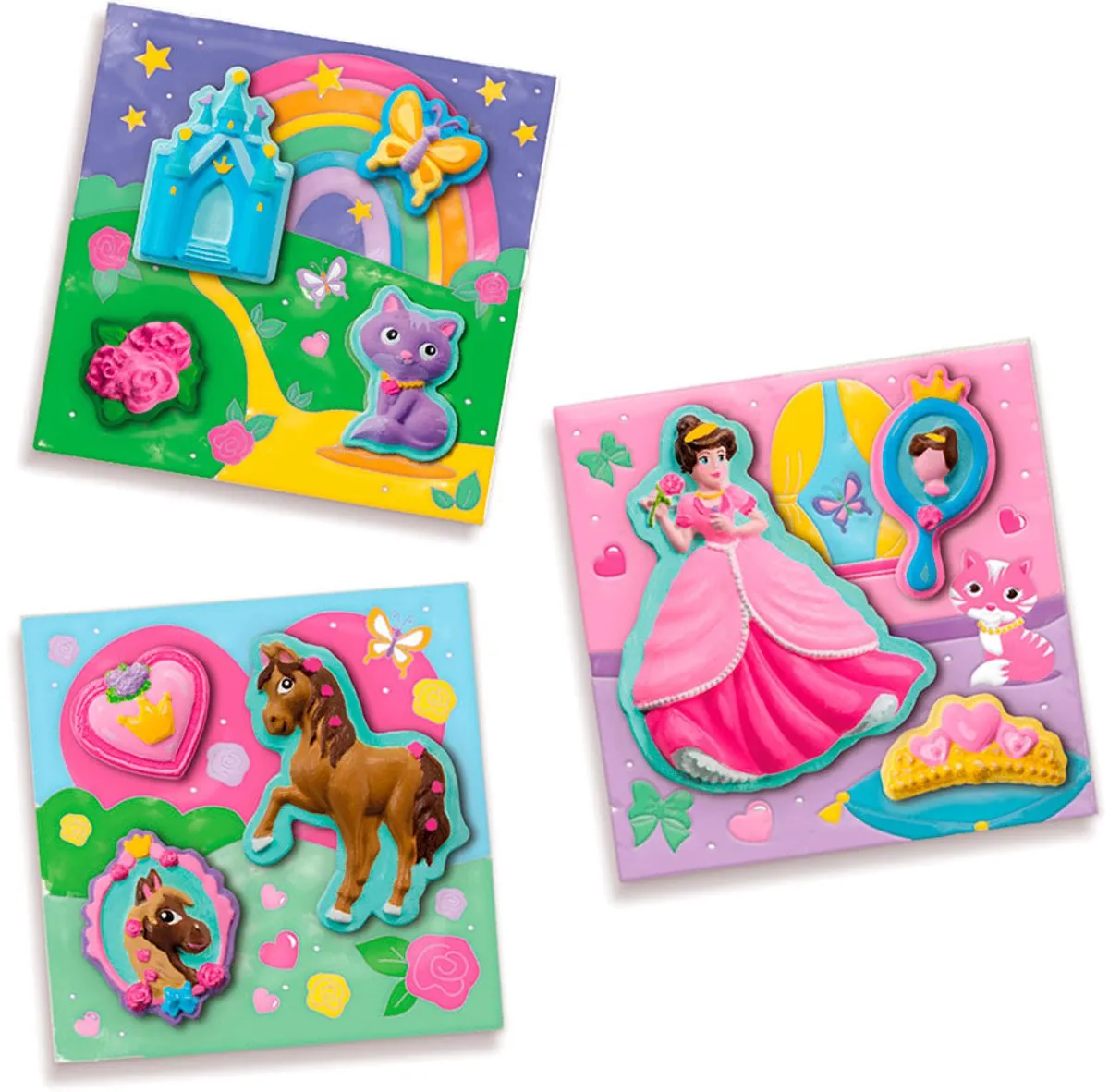 SES Creative Hobby Pink Gieten en Schilderen Prinsessen - 3 Canvassen - 12 Kleuren