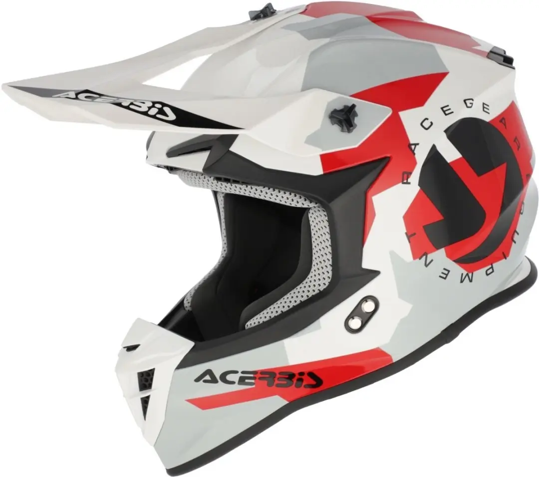 Acerbis Linear Graphic Wit Rood Grijze Crosshelm