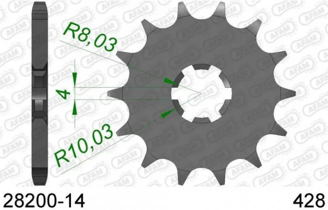Pignon de sortie de boite Afam pour Moto Yamaha 125 TTR 2002 à 2003 14 dents Pa