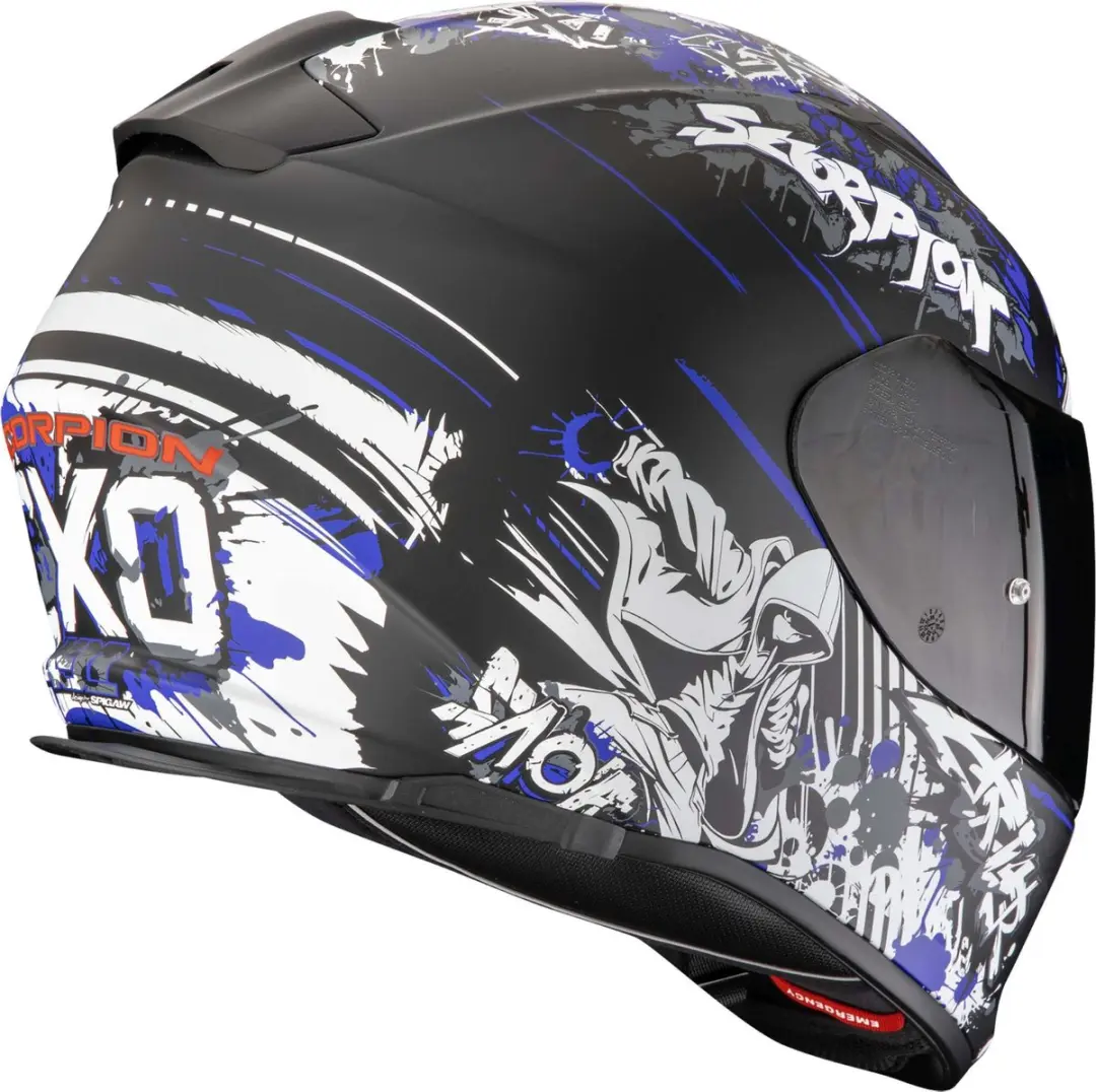 Scorpion Exo-491 Spector Integraalhelm - XS - Zwart/Blauw/Wit