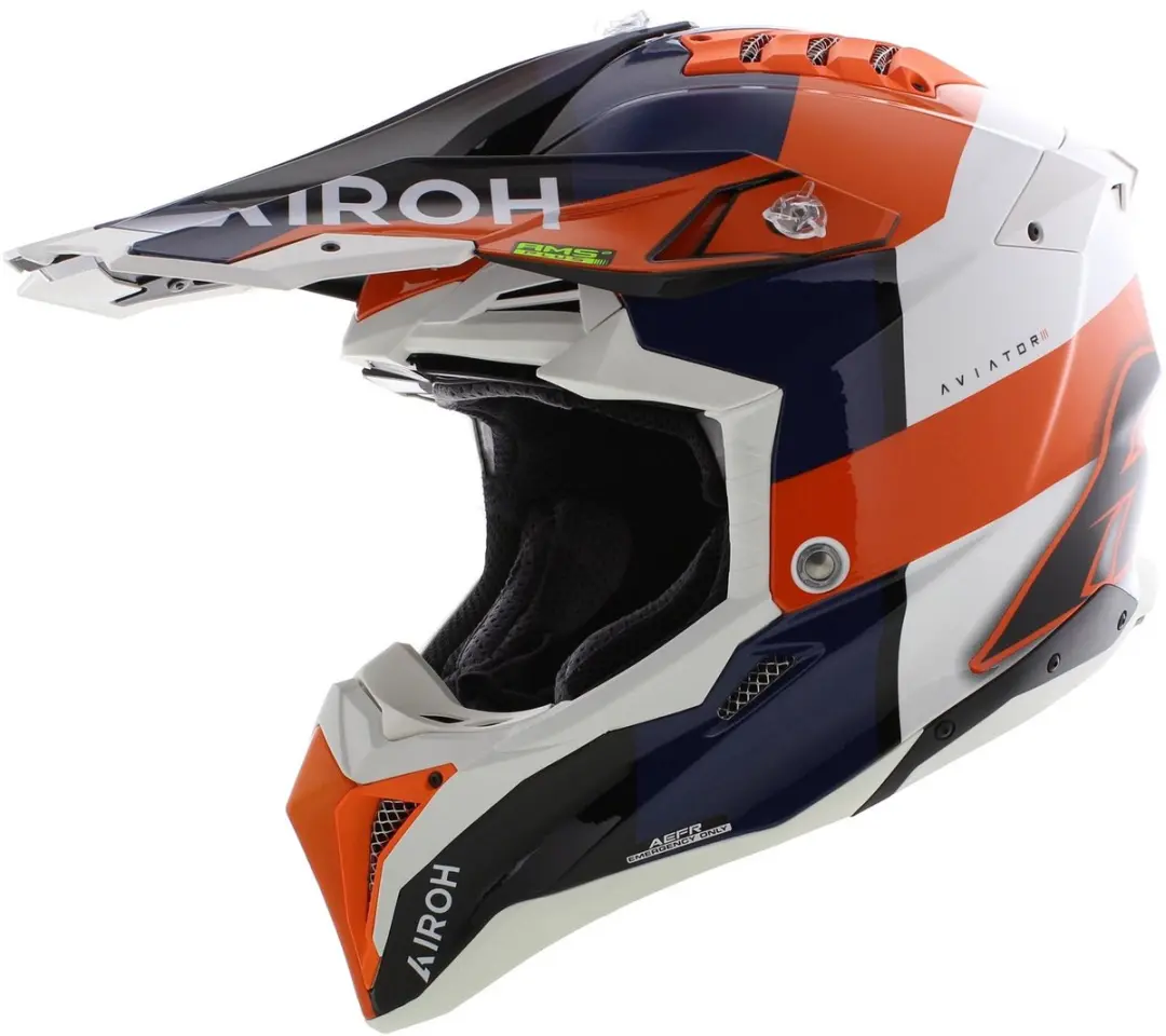 Airoh Helm Aviator 3 AMS² Monarch glans blauw wit oranje L