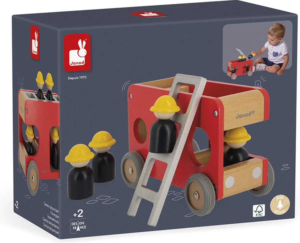 Janod Bolid Brandweerwagen J04632 - Rood - afbeelding 6 van 6