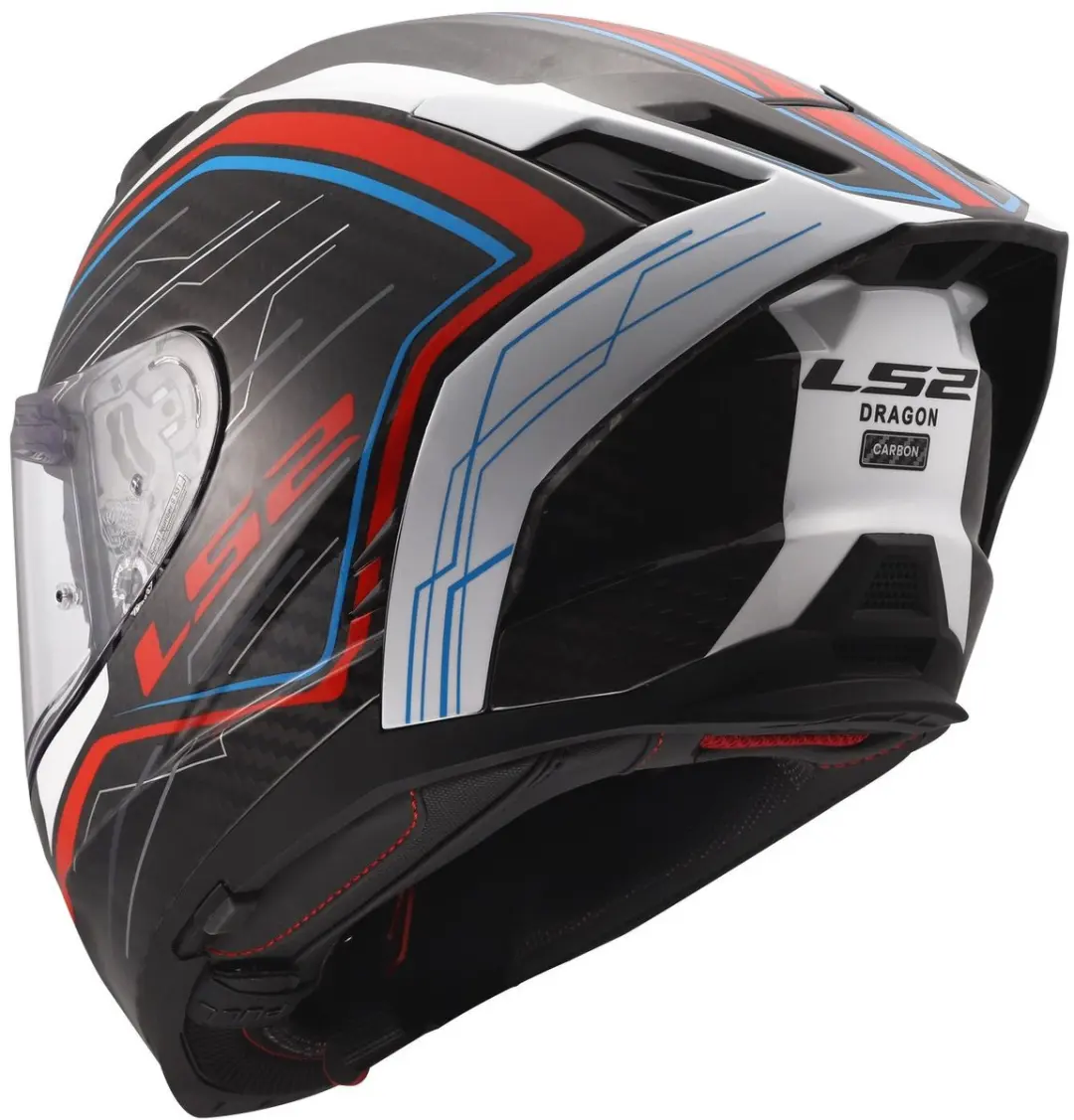 LS2 Helm Dragon Carbon FF807 Subic - 3XL - Wit/Blauw/Rood