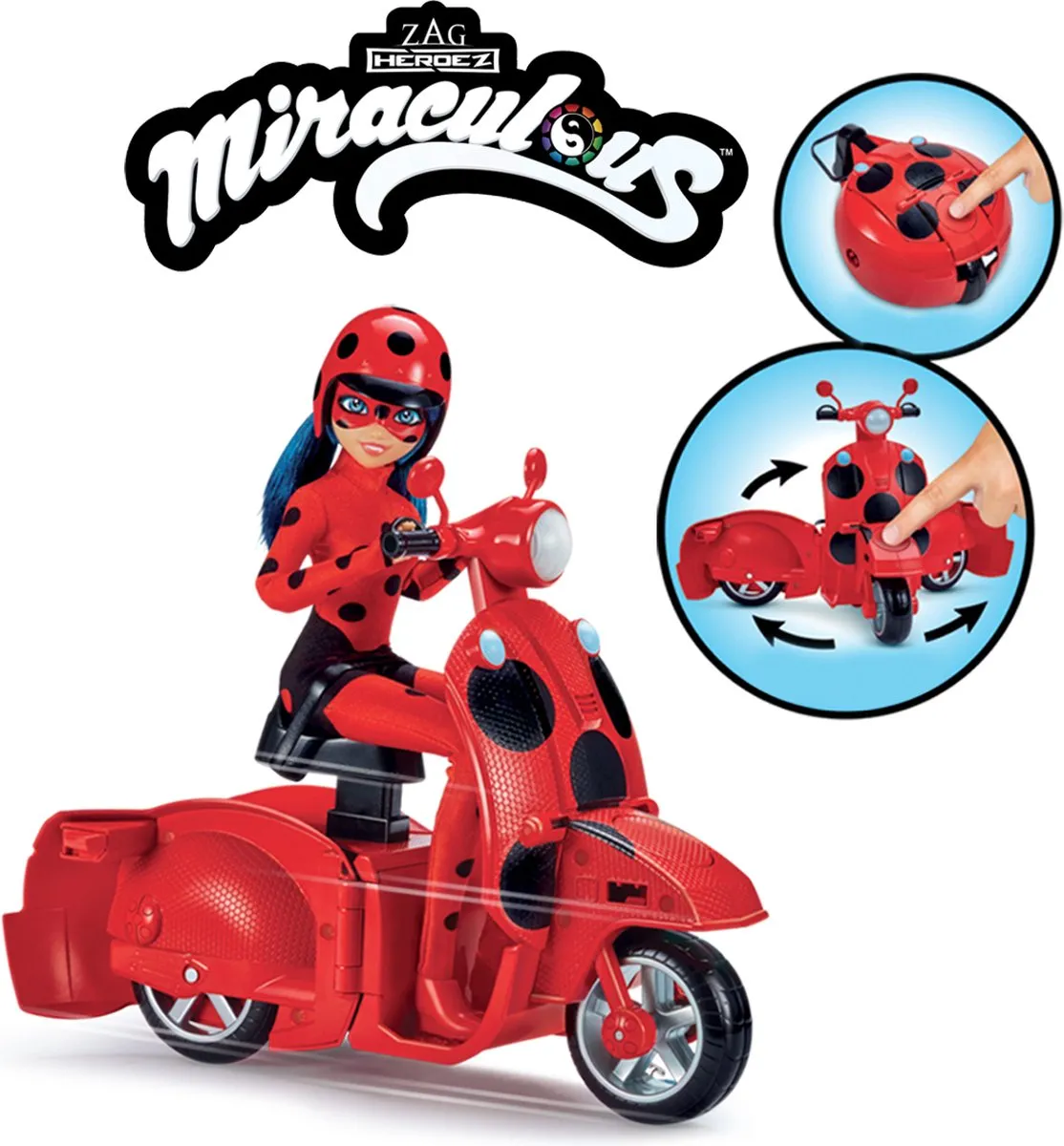 Bandai Namco Miraculous Ladybug Scooter Pop Speelset - 26cm Pop - Multicolor