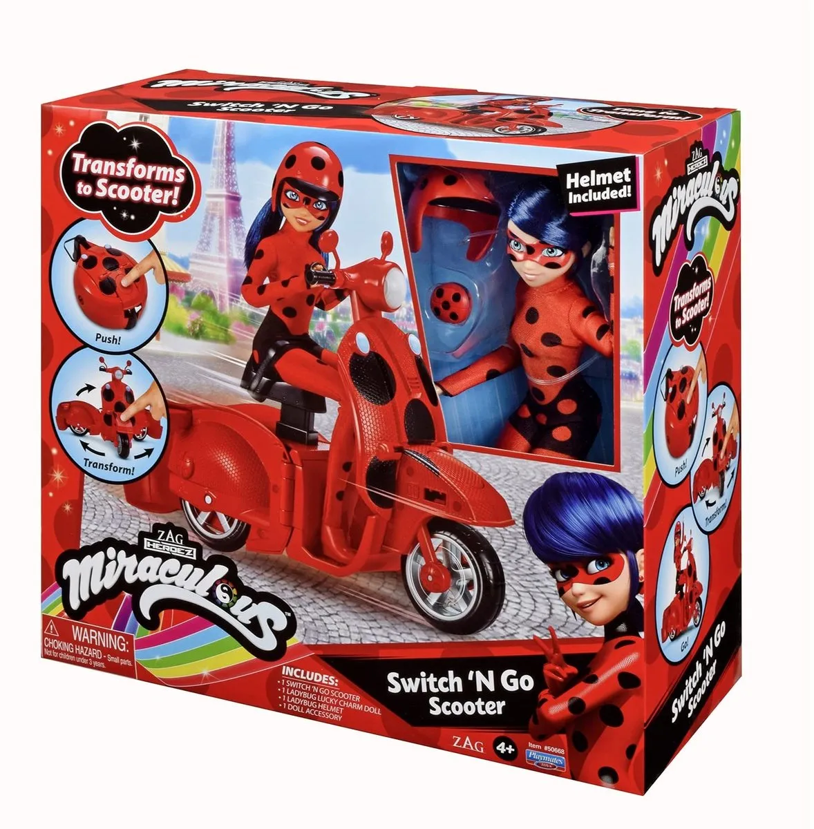 Bandai Namco Miraculous Ladybug Scooter Pop Speelset - 26cm Pop - Multicolor