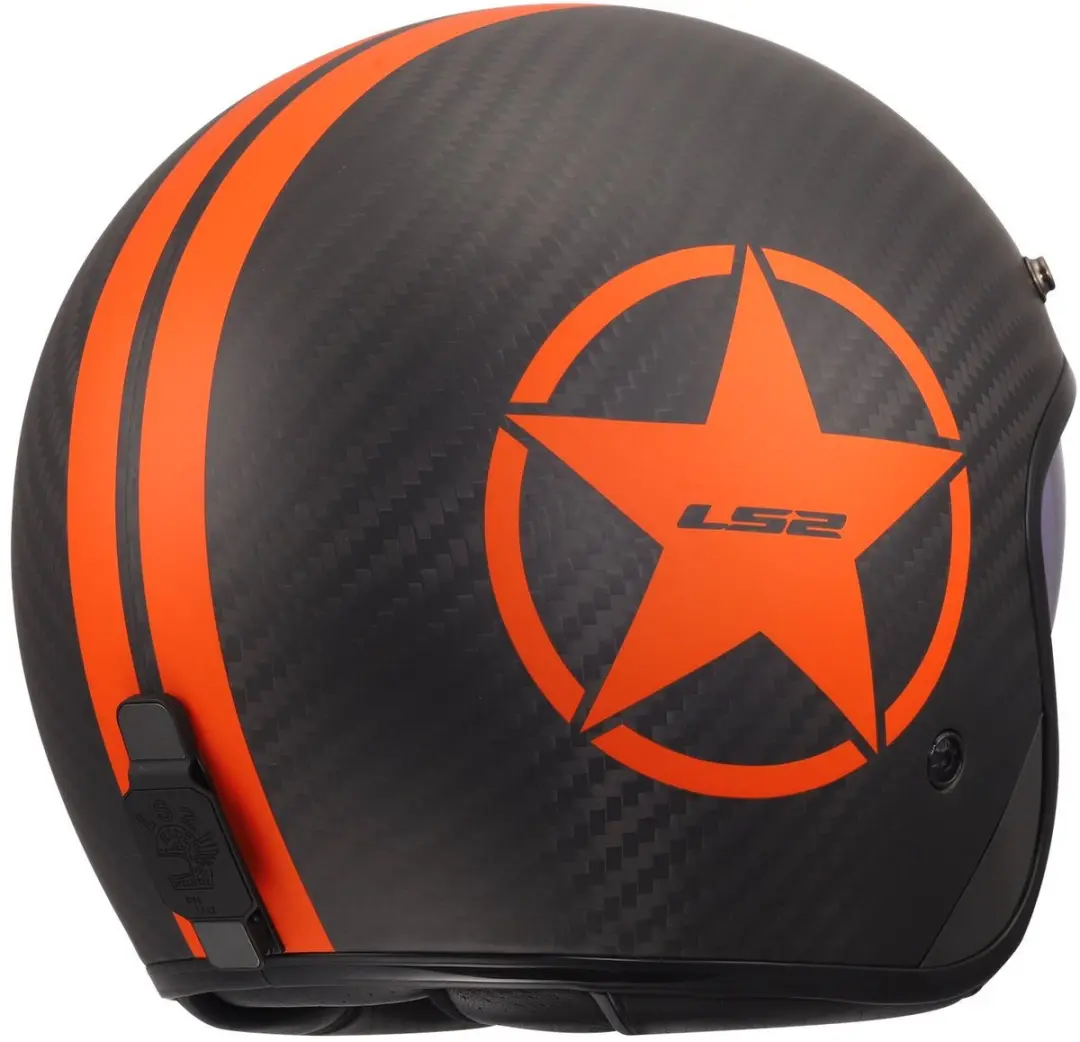 LS2 OF601 Bob II C Star Jethelm - XL - Mat Zwart/Carbon Oranje