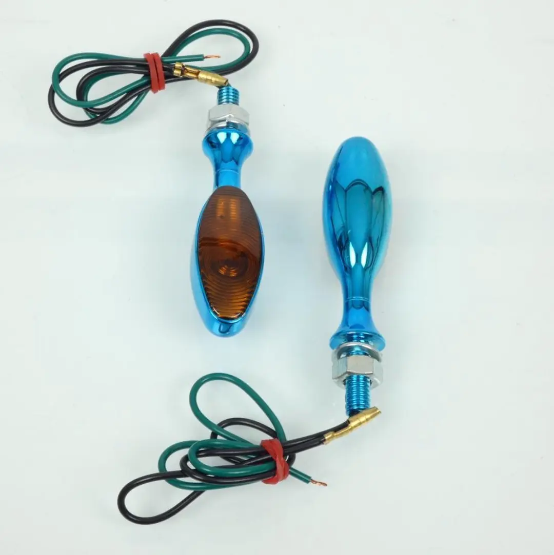 Mini clignotant Vicma LED 12V aluminium chromé bleu oblong pour moto 4599 Neuf