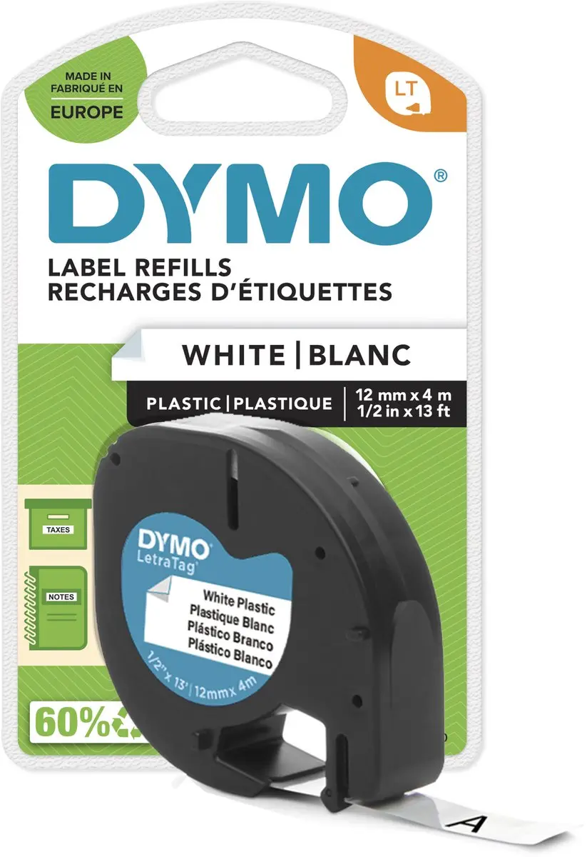DYMO LetraTag S0721610 Zelfklevende Labels 12mm x 4m