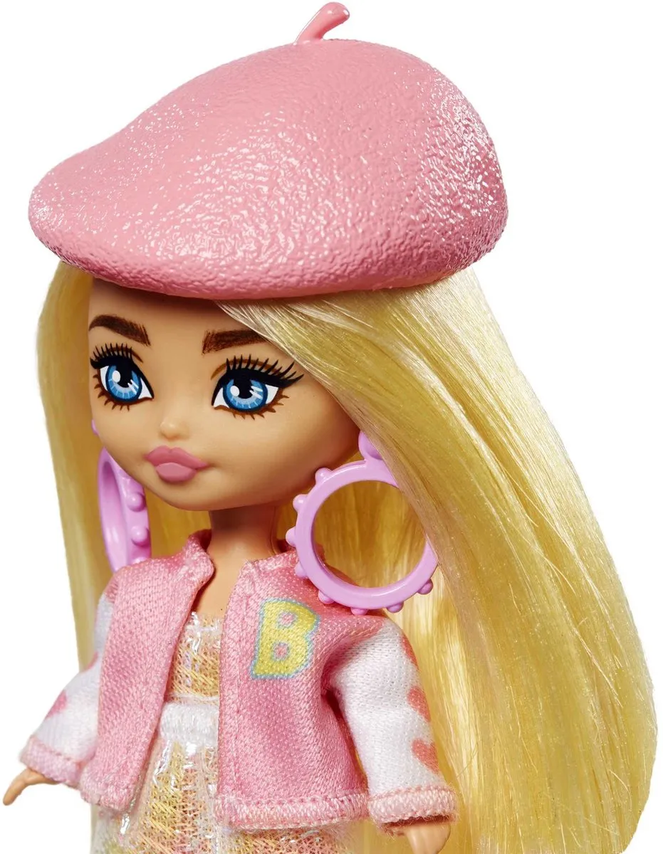 Barbie Extra Mini Mini's Pop 8.3cm - Blond - Met baret - afbeelding 3 van 6