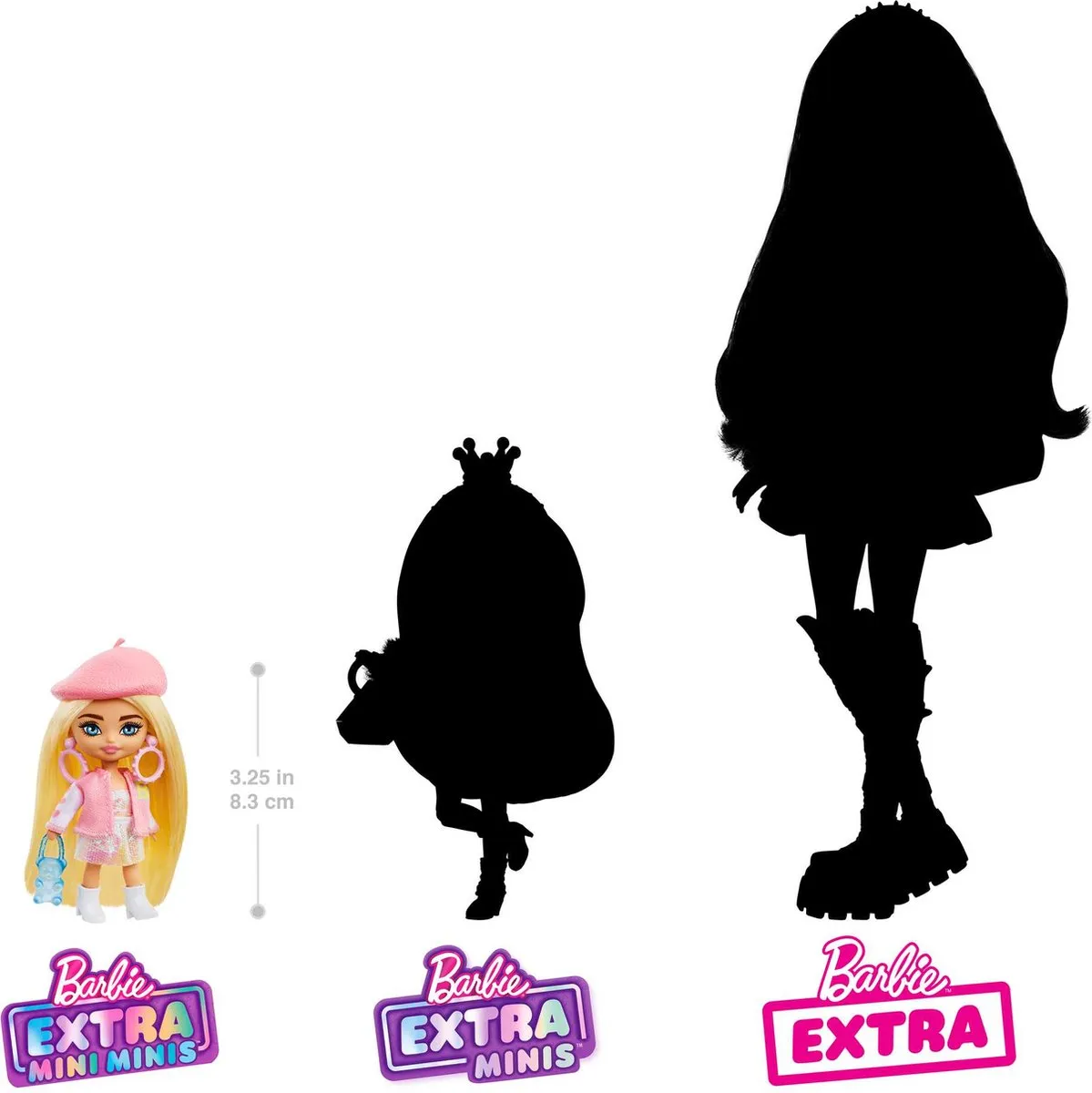 Barbie Extra Mini Mini's Pop 8.3cm - Blond - Met baret - afbeelding 4 van 6