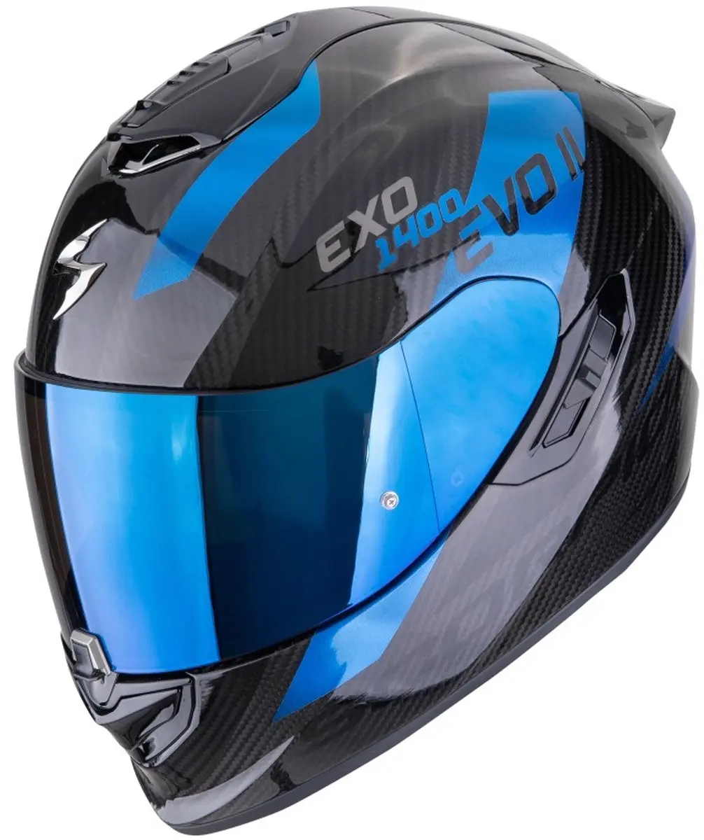 Scorpion EXO-1400 Evo II Carbon Air Platted Zwart Blauw Integraalhelm