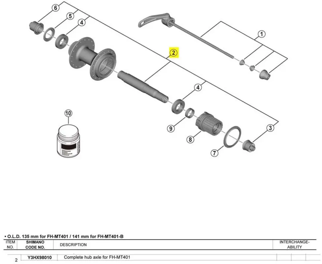Shimano FH-MT401 Naven - Zilver