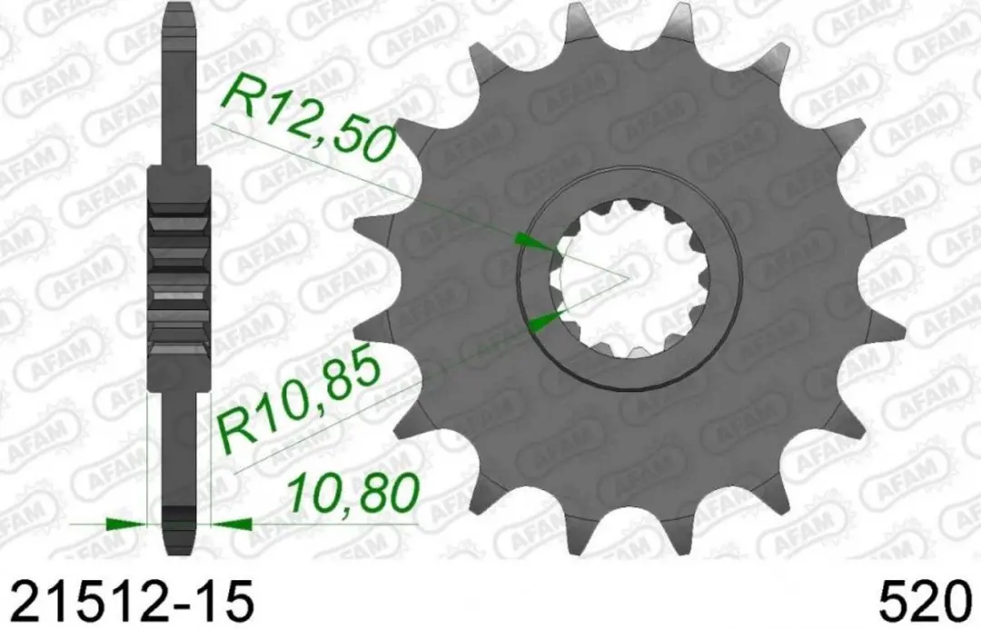 Afam Pignon 15 Tanden 520 - Grijs - Yamaha XJ6 2009-2015
