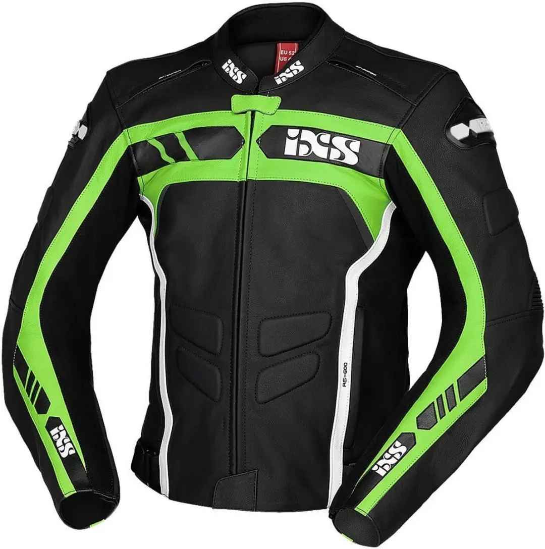 IXS Sport RS-600 1.0 Zwart Groen Wit Leren Motorjas