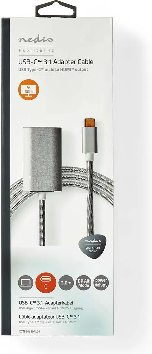 Nedis USB-C HDMI Adapter 4K@60Hz Power Delivery 2m - Verguld