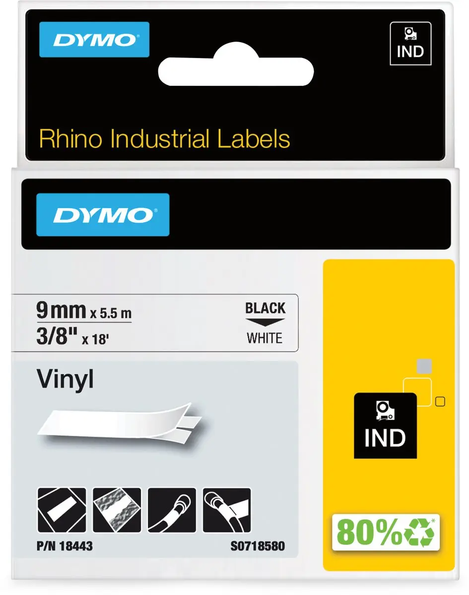 DYMO Rhino S0718580 Zelfklevende Labels 9mm x 5,5m