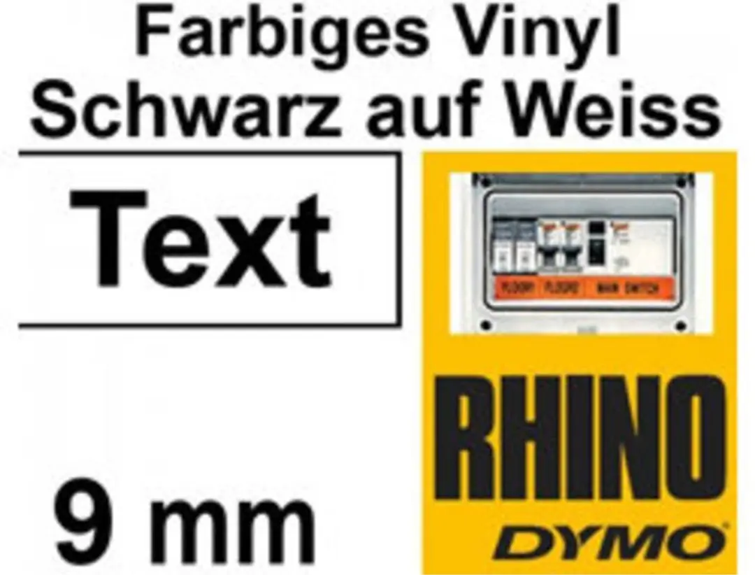 DYMO Rhino S0718580 Zelfklevende Labels 9mm x 5,5m - Zwart/Wit