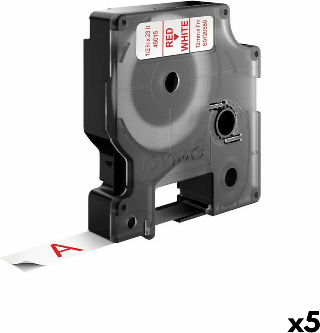 DYMO D1 S0720550 Rode Tekst op Wit Label 12mm x 7m