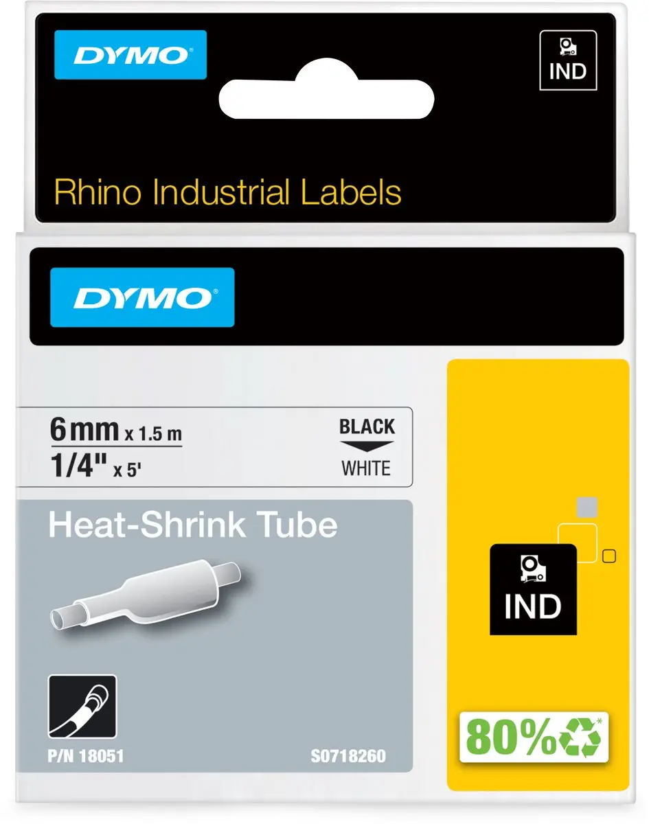 DYMO Rhino S0718260 Heat-Shrink Labels 6mm x 1,5m