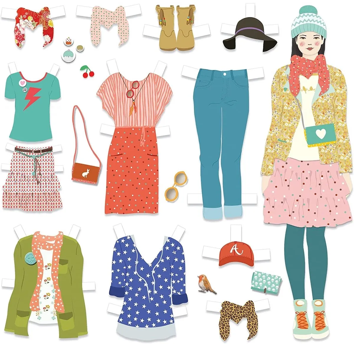 Djeco One Big Dressing Room Creatief Speelgoed - 3 Poppen Multicolor