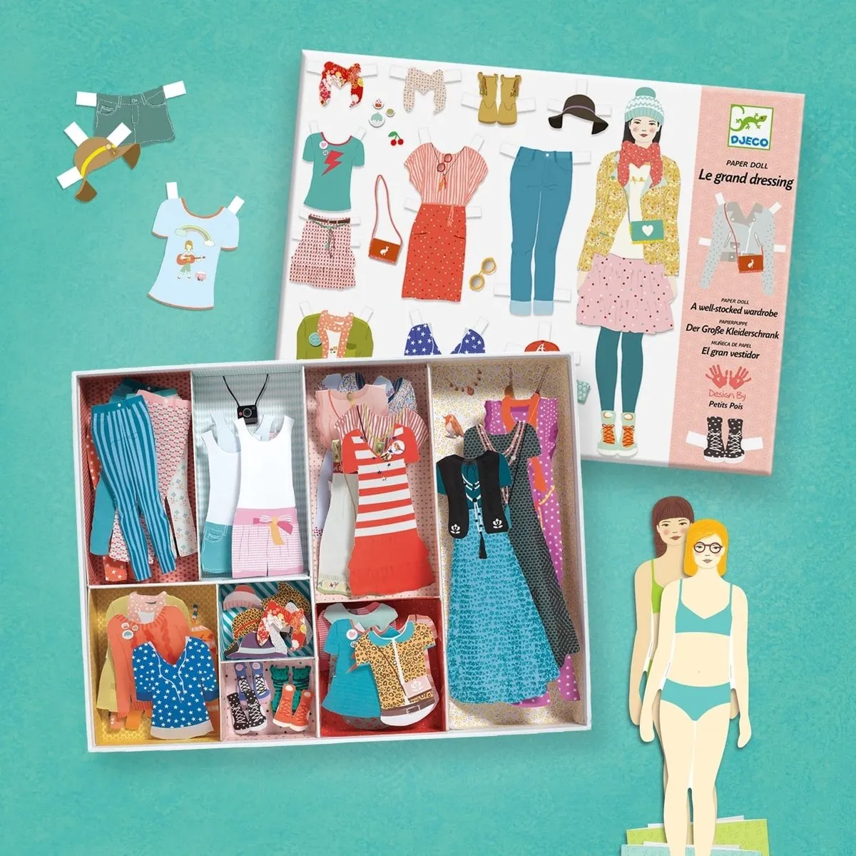 Djeco One Big Dressing Room Creatief Speelgoed - 3 Poppen Multicolor