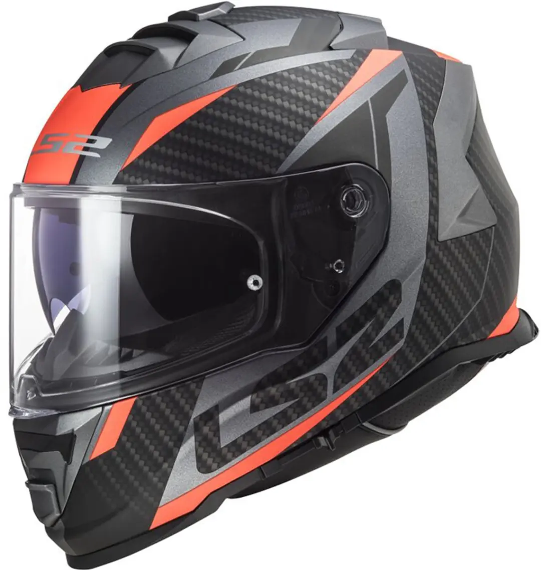 LS2 FF800 Storm II Racer Mat Titanium Oranje Integraalhelm