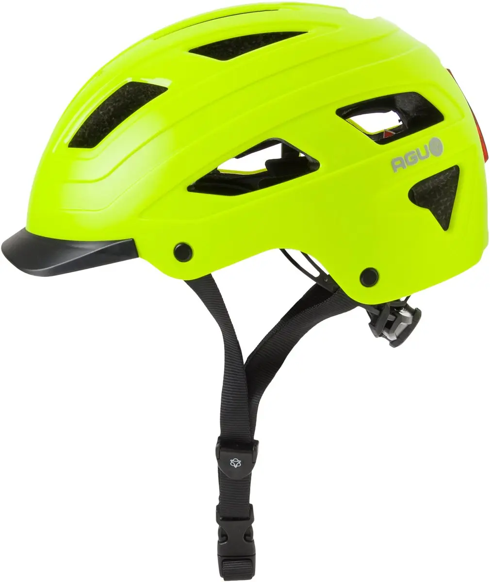AGU Cit-E Fietshelm - E-bike - Geel - 52-58cm - Met LED-achterlicht