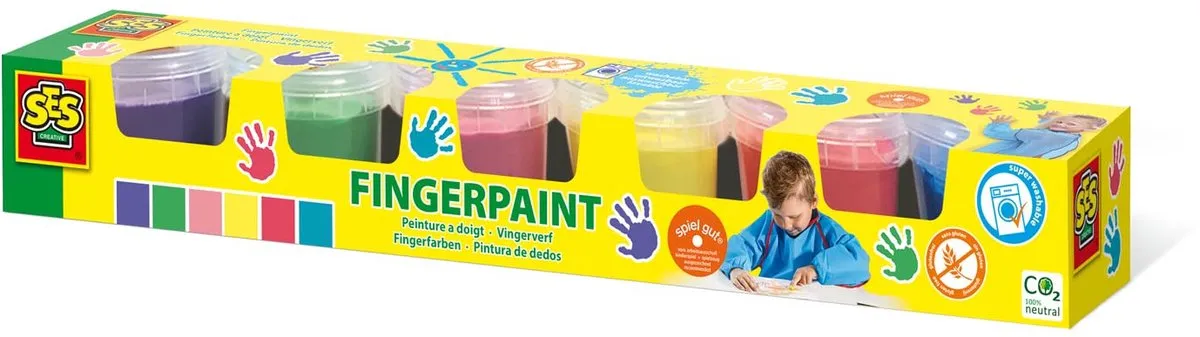 SES Creative Vingerverf 6 Kleuren 720ml