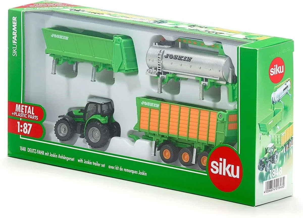 SIKU 1848 DEUTZ Agrotron X720 Tractor met Joskin Cargo - 1:87 - Groen/ Oranje