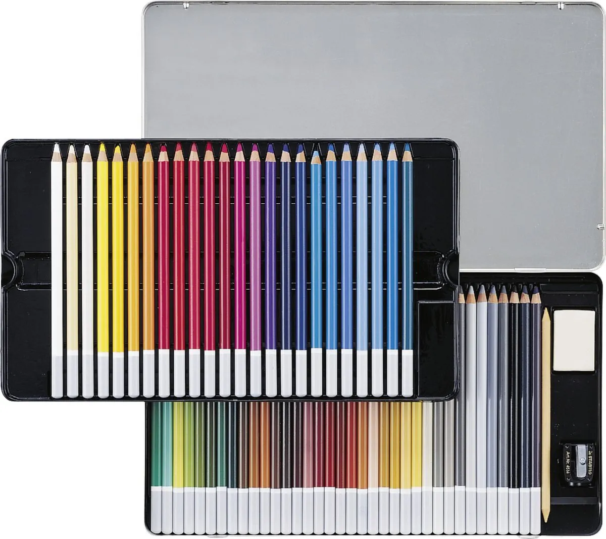 STABILO CarbOthello Kalkpastel Kleurpotloden 60 Stuks - Metalen Etui - afbeelding 6 van 6