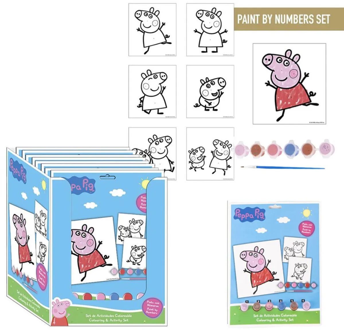 Disney Peppa Pig Verf op Nummer Set - 6 Vellen & 6 Kleuren - afbeelding 6 van 6