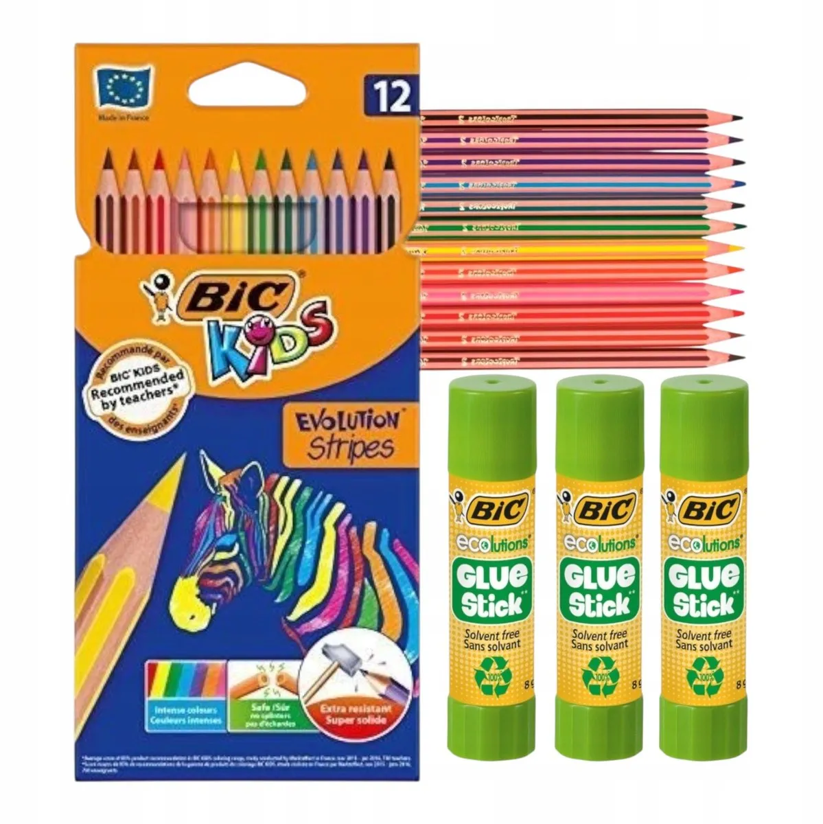 Bic Evolution Kleurpotloden 12 Stuks + 3x Lijm 8g