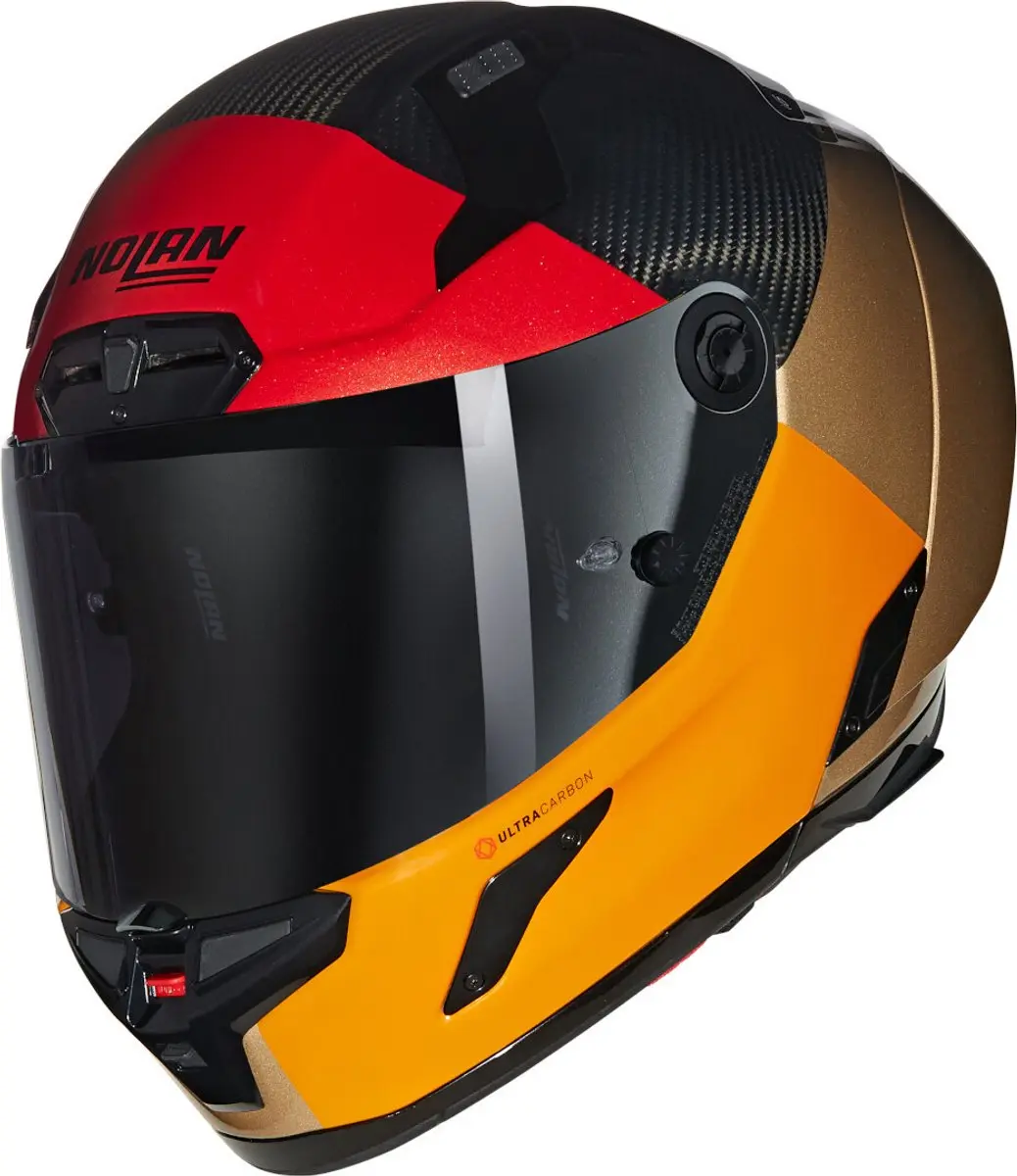 Nolan X-804 RS Blocco 349 Carbon Oranje Sand Visceraal Rood Glossy Integraalhelm