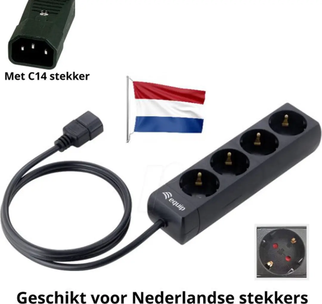 Equip UPS/PDU Stekkerdoos 4x Schuko 2200W - 1,1m - Zwart