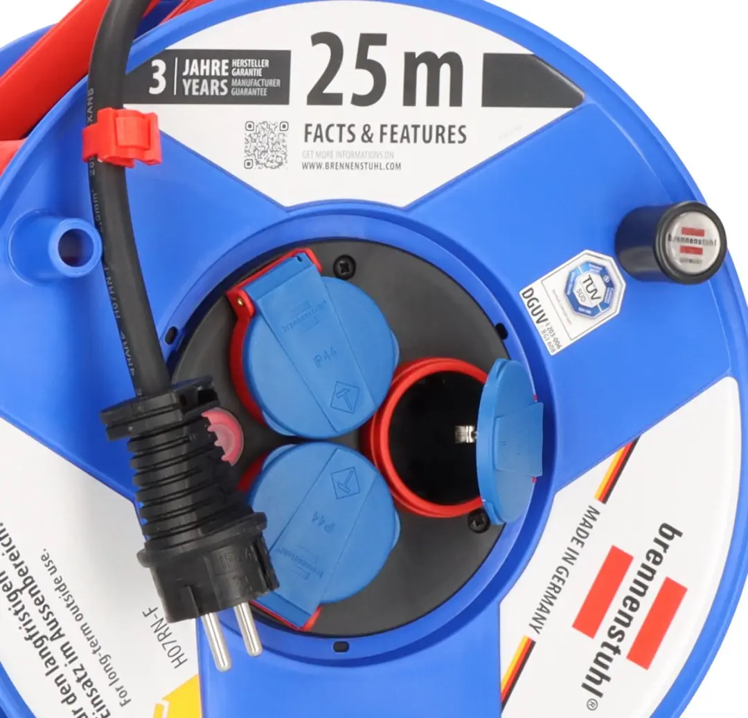 Brennenstuhl Garant IP44 Bouwplaatskabelhaspel 25m - 3300W - Blauw