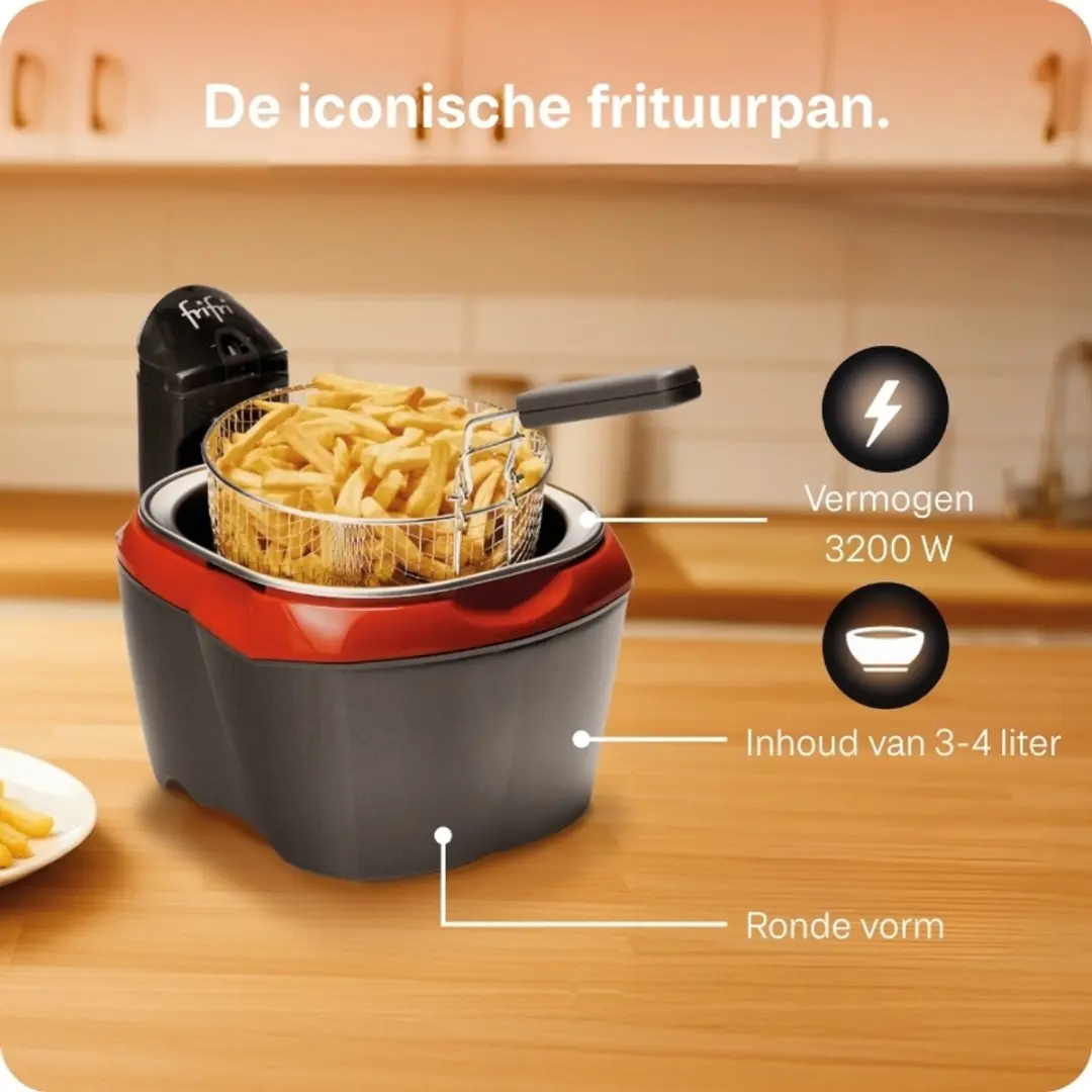 FriFri Initiation F918RR2 Frituurpan 3L - 3200W - Antraciet met rood