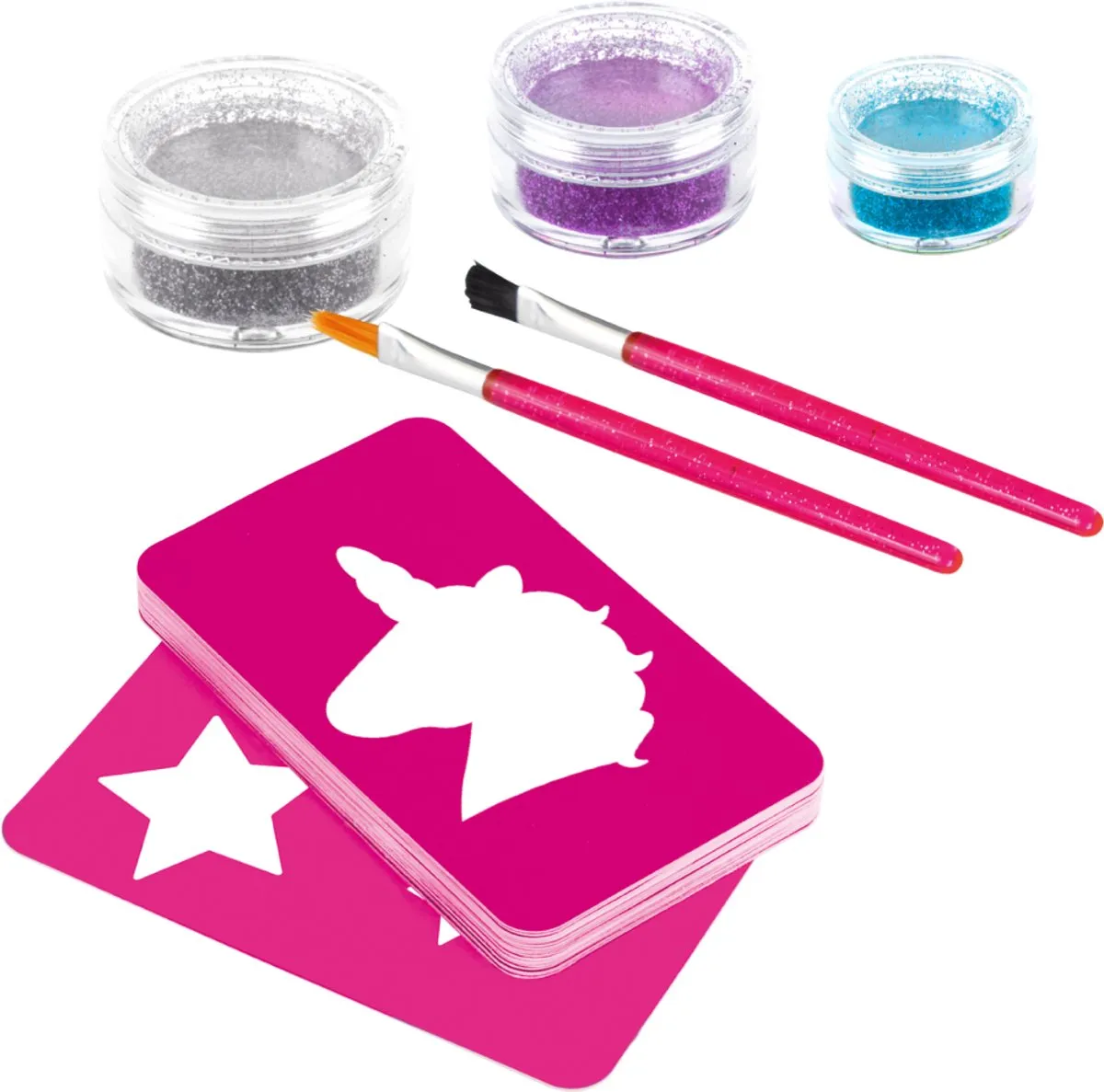 Goliath Fablab Glitter Tatoeagekit - 28 Sjablonen - 4x7ml Glitter & Lijm