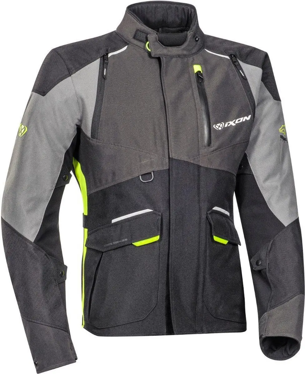 Ixon Balder Zwart Grijs Bright Geel Textiele Motorjas