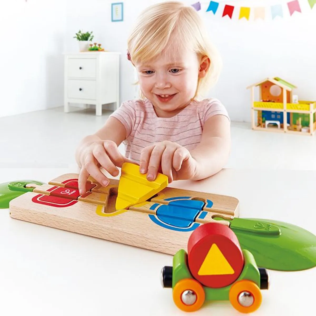 Hape Houten Puzzelrails Met Trein 7-delig - Multicolor
