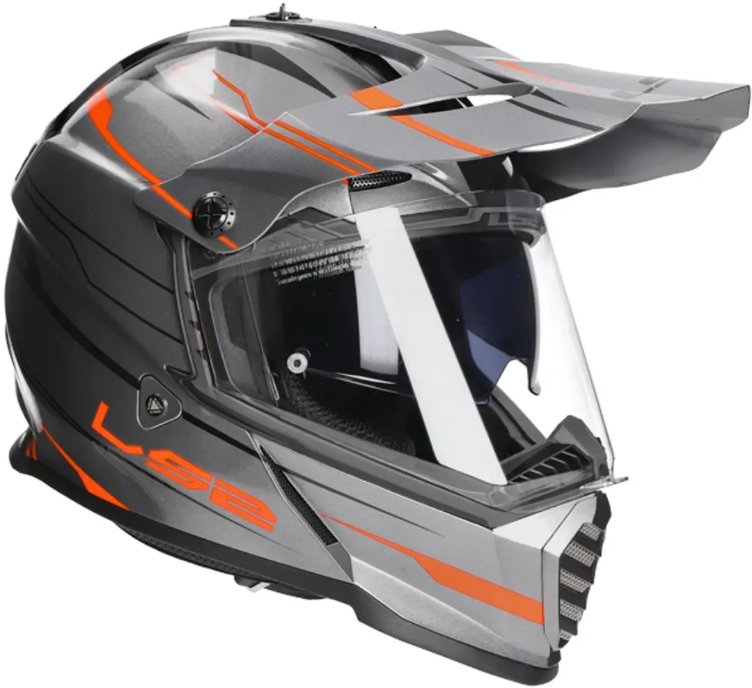 LS2 Helm Pioneer EVO Knight MX436 glans titanium / oranje maat XXL