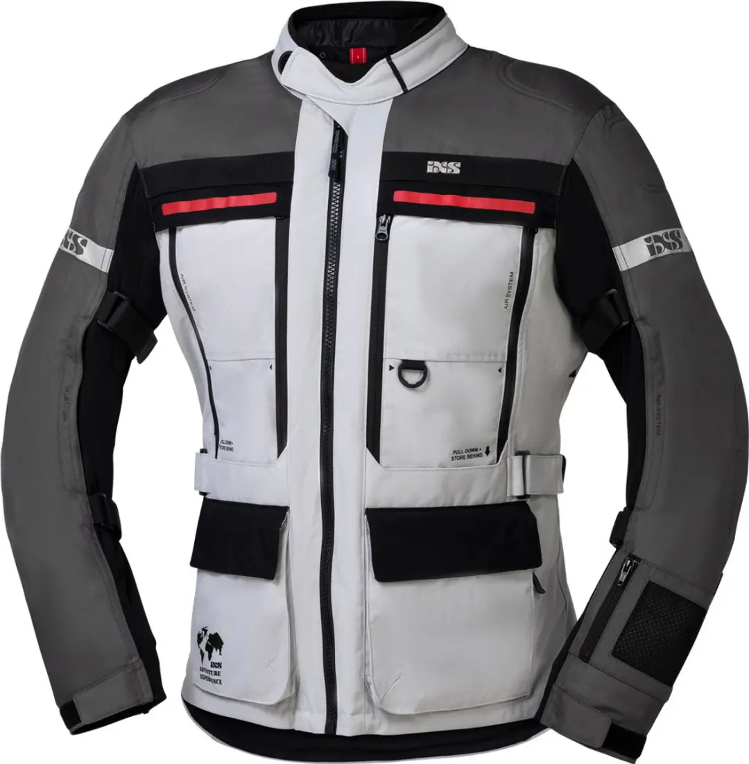 IXS Montevideo-ST 3.0 Waterdichte Light Grijs Antraciet Textiele Motorjas