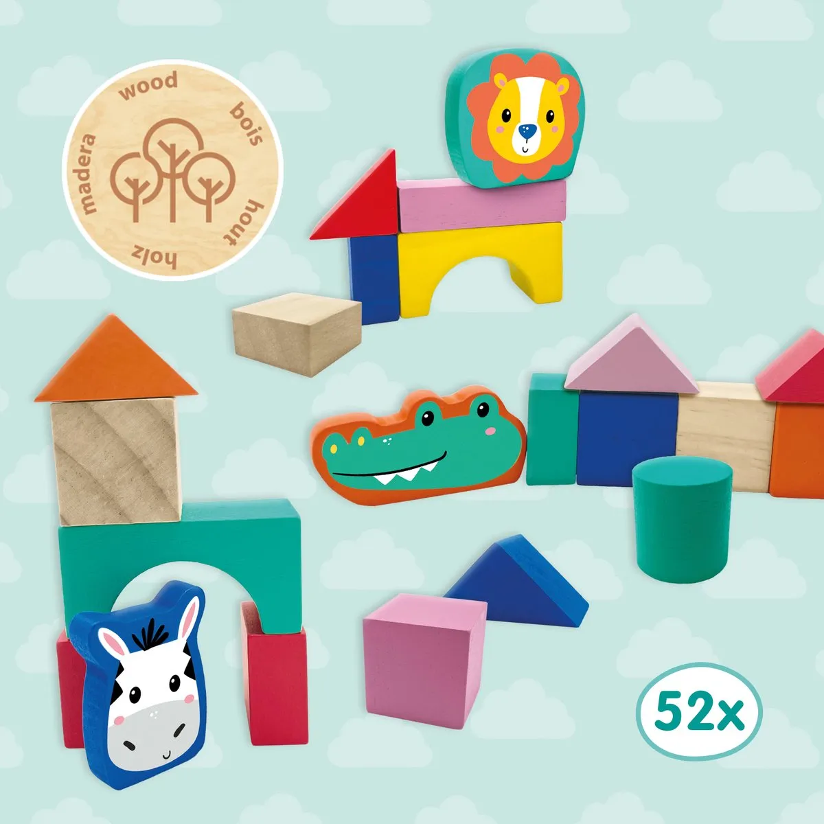 SES Creative Tiny Talents Houten Bouwblokken 52-delig - Montessori
